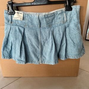 We The Free Pleated micro mini denim skort